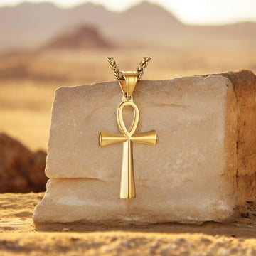 Men's Stainless Steel Coptic Ankh Cross Religious Necklace