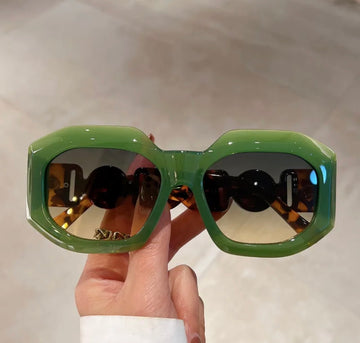 Green Big Frame Oval Shape Unisex Retro Fashion Sunglasses