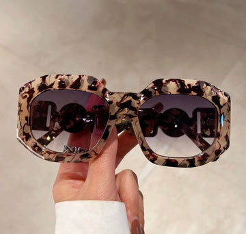 Leopard Big Frame Oval Shape Unisex Retro Fashion Sunglasses