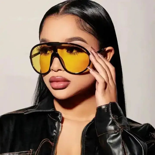 Yellow Women Oversized Sun Glasses